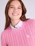 Свитер U.S. Polo Assn Cable Crew Neck, розовый - фото 2