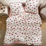 Комплект постельного белья Bedsure, 3 предмета, 155х220/80x80 см, розовый/сердца - фото 2