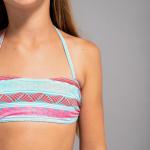 Бикини-топ бандо для девочек 100 синий OLAIAN, пастельный бирюзовый - фото 2