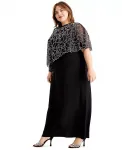 Платье-накидка с бисером Plus Size MSK, черный - фото 3