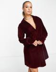 Бархатное мини-платье-рубашка с напуском ASOS DESIGN - фото