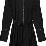 Burberry Женское черное платье с длинными рукавами - фото 7