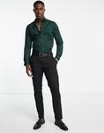 Темно-зеленая рубашка скинни ASOS DESIGN - фото 5