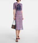 Платье миди с принтом из сетки Etro, Blu - фото 2