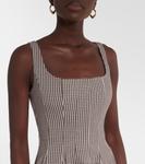 Платье миди в клетку Wells Staud, Dark Chocolate Micro Check - фото 4