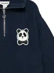 Свитер на молнии с вышитой пандой Mini Rodini, синий - фото 3