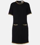 Мини-платье вафельной вязки с цепочками Tory Burch, черный - фото