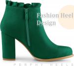 Ботильоны на массивном каблуке Perphy Ruffle для женщин, Emerald Green - фото 3