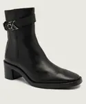 Кожаные ботильоны на блочном каблуке Calvin Klein, черный - фото