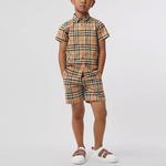 Детская рубашка Burberry, хаки - фото 3