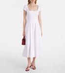 Плиссированное миди-платье Wells Staud, белый - фото 2