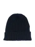 Кашемировая шапка бини в рубчик Fedeli, синий - фото
