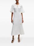 BOSS расклешенное платье миди, белый - фото 3