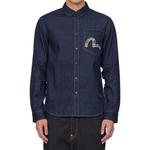 Рубашка мужская джинсовая синяя Evisu, синий - фото 3