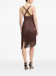 Мини-платье с бахромой на лямках Hervé Léger, коричневый - фото 3