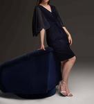 Платье с рукавами-ракушками и бисером в темно-синем цвете Joseph Ribkoff - фото 4