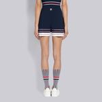 Двойные шорты с полосками для крикета и защипами THOM BROWNE, синий - фото 6