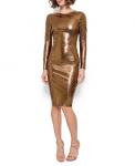 Платье из эластичной кожи Mrs Smith AS by DF, золотой - фото
