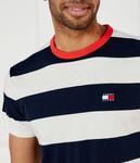 Футболка мужская Tommy Jeans с полоску с контрастным воротником, синий/белый - фото 4