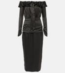 Шелковое платье миди с открытыми плечами Alessandra Rich, черный - фото