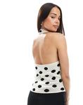 Вязаный топ-халтер ASOS DESIGN в кремовый горошек - фото 4