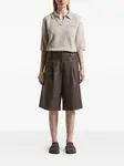 Кожаные шорты со складками Peserico, коричневый - фото 2