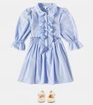 Платье-рубашка из хлопка с оборками Patachou, Sky Blue - фото 2