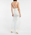 Платье миди с драпировкой и кружевной отделкой Balmain, Vert Pâle - фото 3