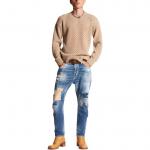 Джинсы с потертостями и элементами пэчворка DSQUARED 2, синий - фото 6