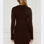 Шерстяной вязаный свитер обычного кроя Pinko, коричневый - фото 3