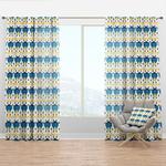 Шторы в тропическом стиле Designart Doodle Monkey Collage Pattern, синий - фото