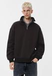 Толстовка PULL&BEAR NECK ZIP-UP, Black - фото