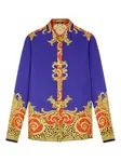 Рубашка с принтом в стиле барокко VERSACE, фиолетовый - фото