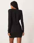 Мини-платье-хомутик ASOS DESIGN с подплечниками черного цвета - фото 3