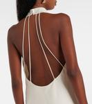 Атласное мини-платье с халтернеем Rotate, Egret - фото 5