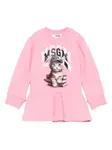 Платье с оборками и принтом Msgm Kids, розовый - фото