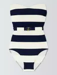 Купальник John Lewis Hello Sailor Stripe Belted, синий - фото 4