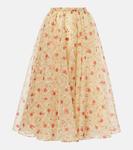 Юбка миди с цветочным принтом Prada, Rosso - фото