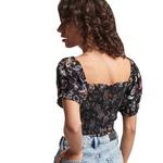 Топ Superdry Vintage Smocked Crop, черный - фото 2
