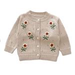 Кардиган для девочки с вышивкой цветов Mykids-Usa, Khaki - фото