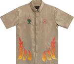 Рубашка Cactus Jack by Travis Scott x Jordan Button Down Shirt 'Khaki/University Red', загар - фото