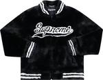 Куртка Supreme Faux Fur Varsity Jacket 'Black', черный - фото 2