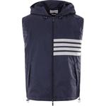 THOM BROWNE Полосатая стеганая худи с молнией, Dark Blue - фото