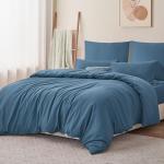 Комплект постельного белья RUIKASI, 3 предмета, 220х240/80x80, синий деним - фото 3
