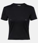 Топ из хлопка с рюшами Mugler, черный - фото