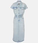 Джинсовое платье миди Ganni, цвет tint wash - фото