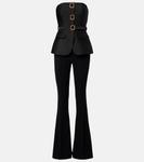 Расшитый безрукавный комбинезон из тафты Self-Portrait, черный - фото