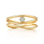 Кольцо Tiffany & Co. x Elsa Peretti Wave Three-Row, золото/бриллиант - фото