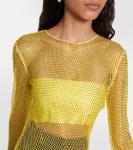 Сетчатый топ, украшенный кристаллами Giuseppe di Morabito, Yellow Fluo - фото 4