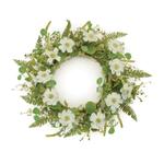 Венок декоративный Melrose International из разноцветных игольниц, 56 см, белый / зеленый - фото